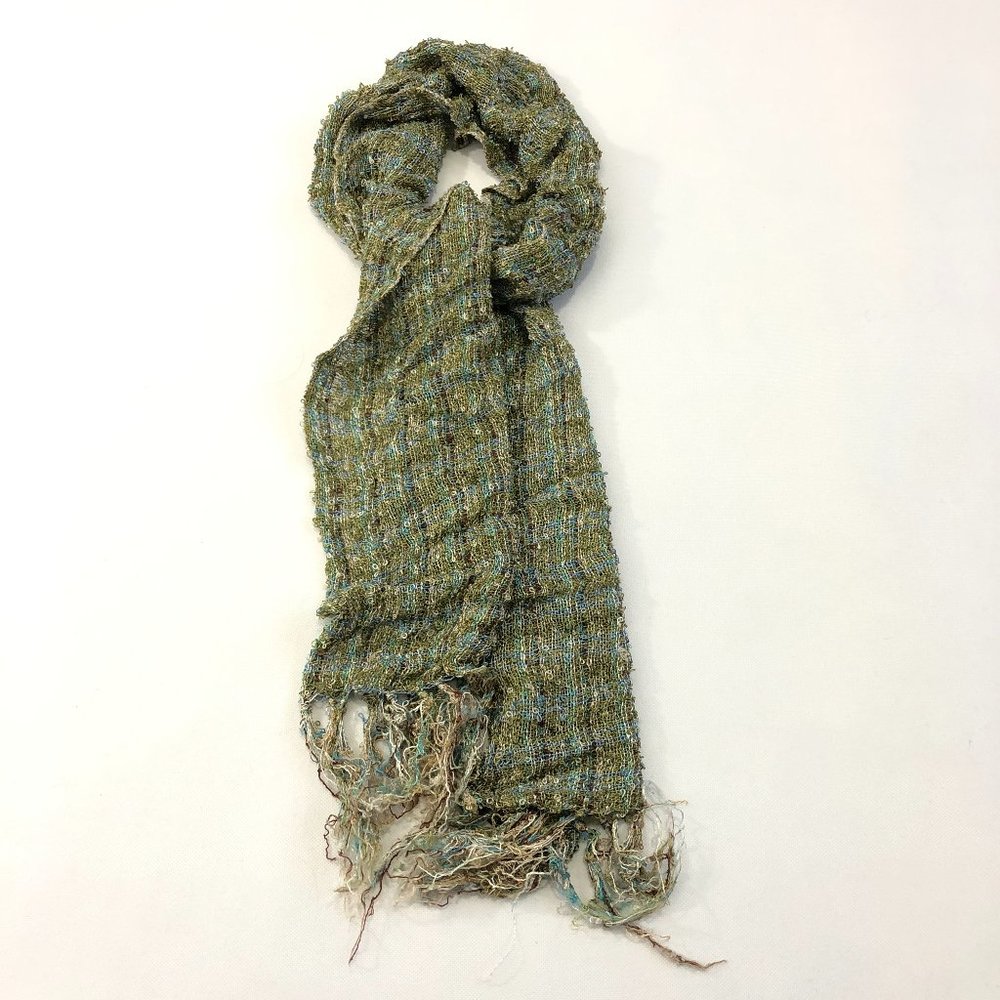 Eddie Bauer Green and Blue Loose Knit Boucle Scarf